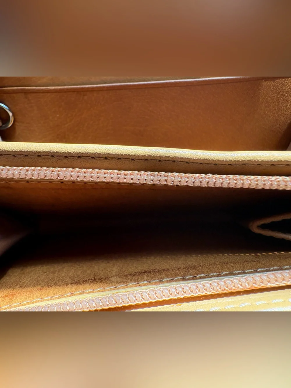Vintage COACH British Tan Leather Multifunction Purse Keychain Wallet 7219